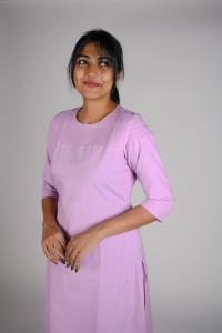 Kēmi Womens Cotton Jewel Neck Kurta with 3/4 Sleeve - Lilac Orchid