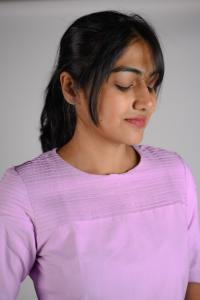 Kēmi Womens Cotton Jewel Neck Kurta with 3/4 Sleeve - Lilac Orchid