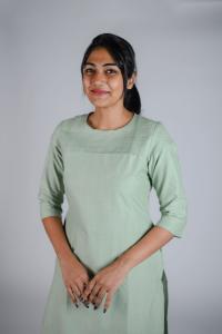 Kēmi Womens Cotton Jewel Neck Kurta with 3/4 Sleeve - Celadon Green