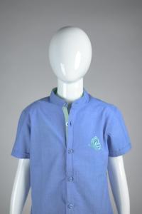 Junior Commando Boys Cotton Solid Half Sleeve Shirt - Vista Blue