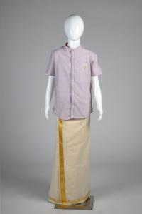 Junior Commando Boys Cotton Solid Half Sleeve Shirt - Gray Lilac