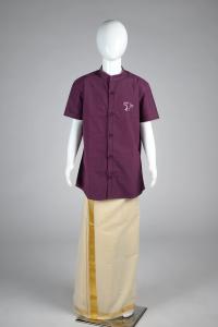 Junior Commando Boys Cotton Solid Half Sleeve Shirt - Deep Purple