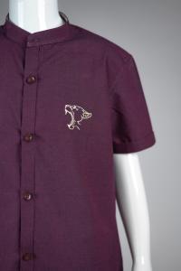 Junior Commando Boys Cotton Solid Half Sleeve Shirt - Deep Purple