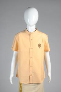 Junior Commando Boys Cotton Solid Half Sleeve Shirt - Apricot Cream