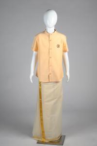 Junior Commando Boys Cotton Solid Half Sleeve Shirt - Apricot Cream