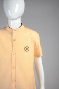 Junior Commando Boys Cotton Solid Half Sleeve Shirt - Apricot Cream