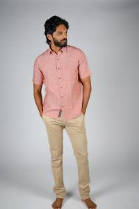 Royal Mint Mens Cotton Solid Regular Fit Half Sleeve Shirt - Candlelight Peach