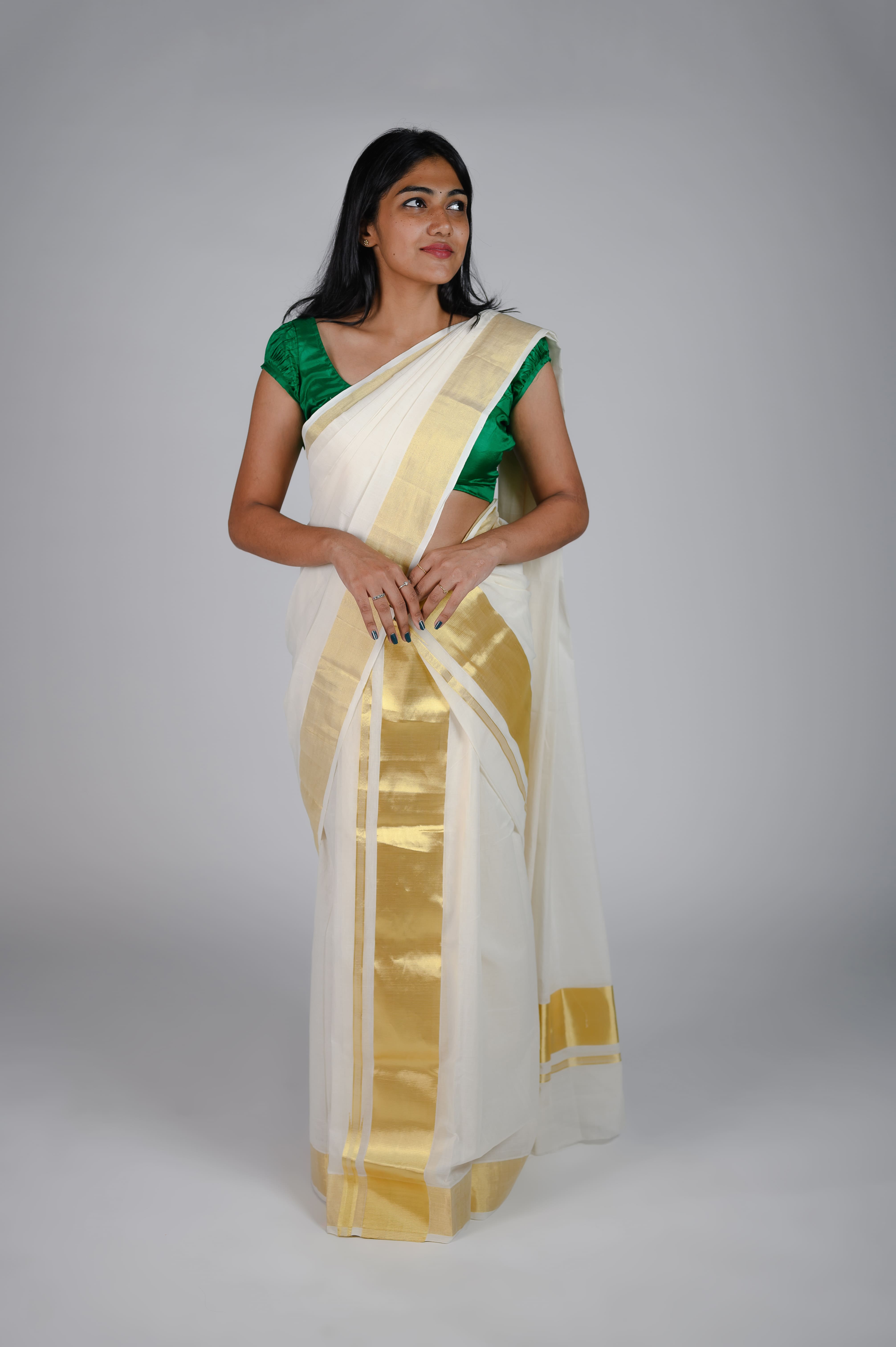 Hantex Womens Kerala Handloom Set Mundu / Mumdum N...