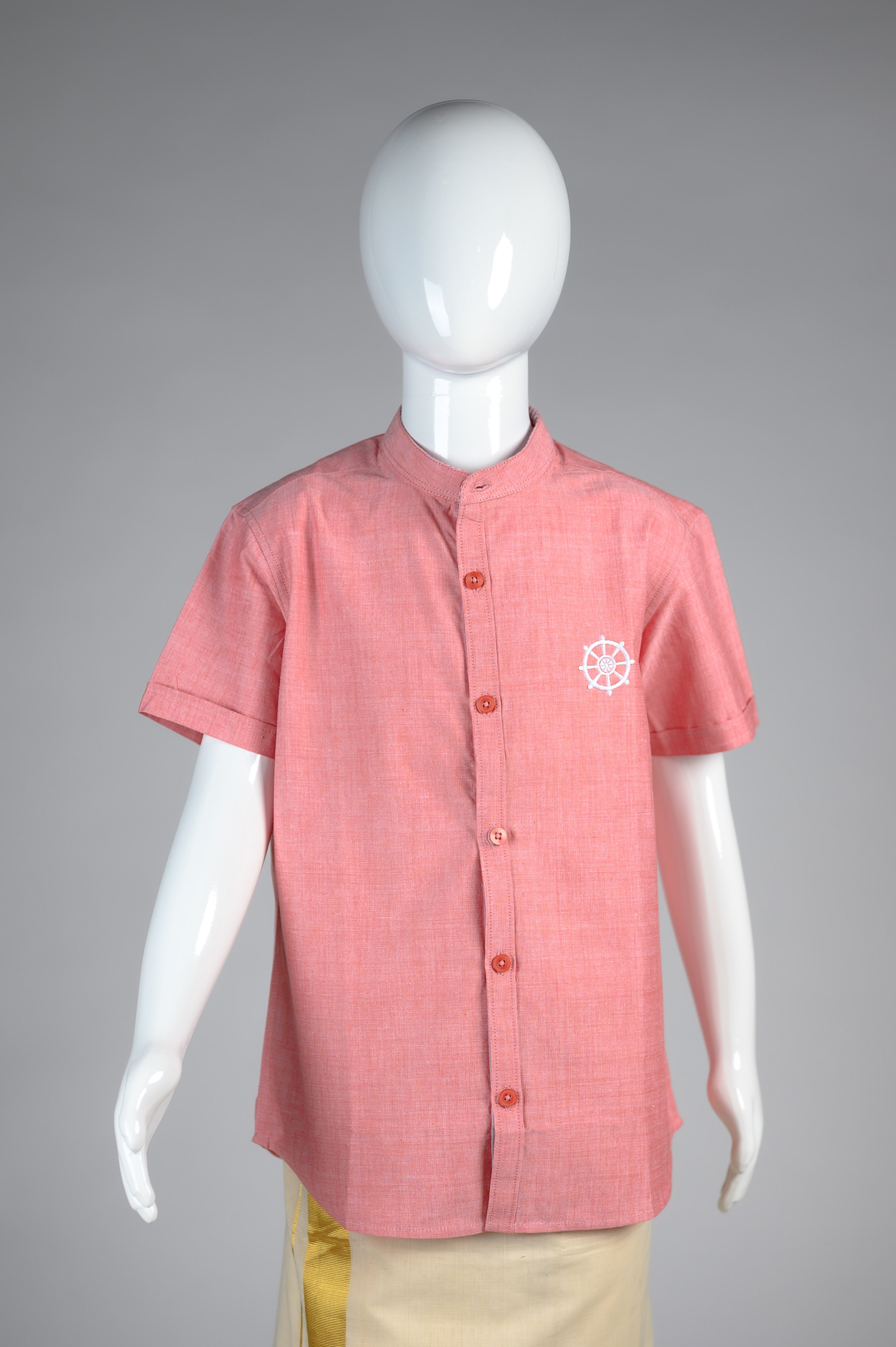 Junior Commando Boys Cotton Solid Half Sleeve Shirt - Quartz Pink