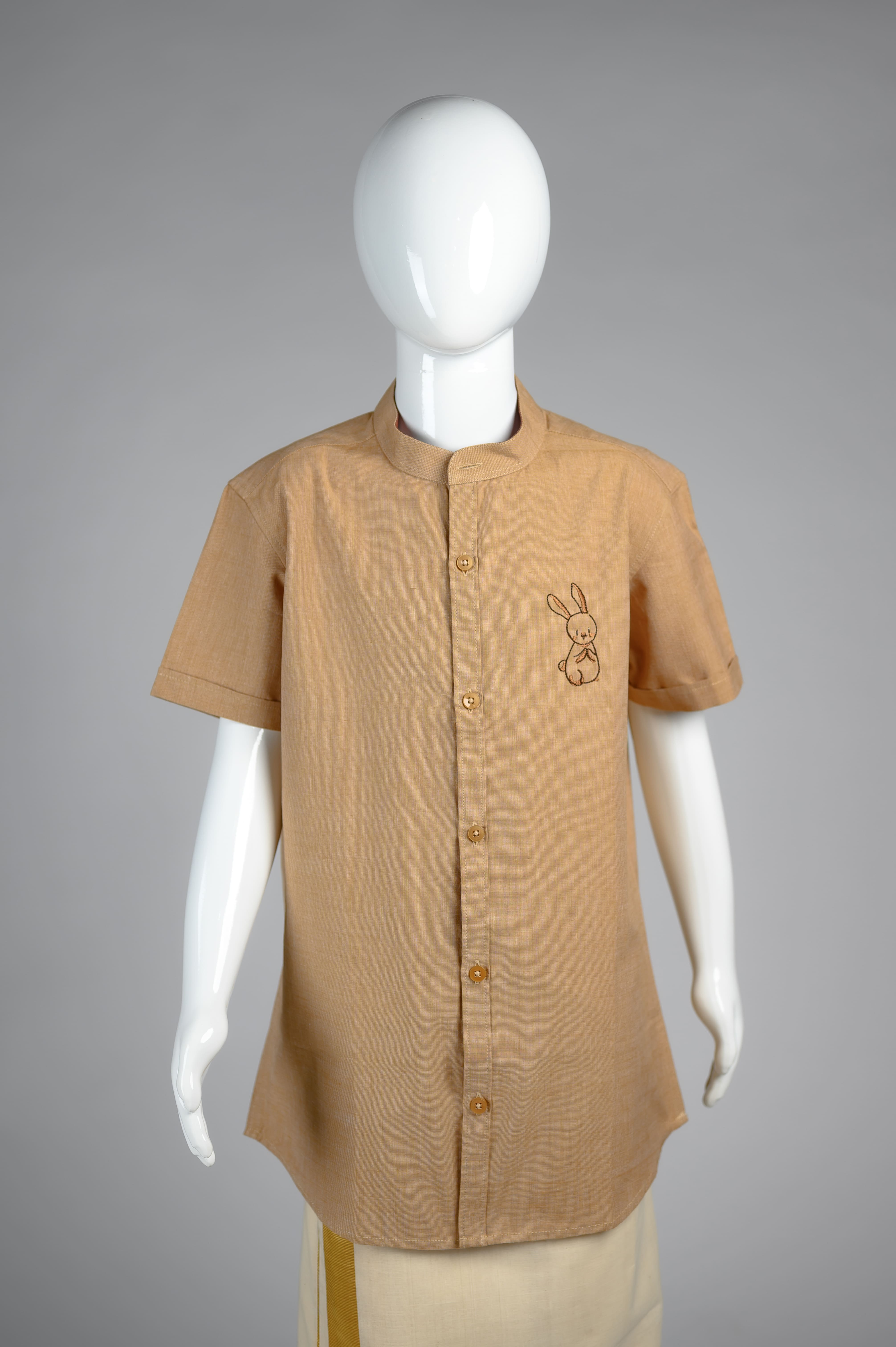 Junior Commando Boys Cotton Solid Half Sleeve Shir...