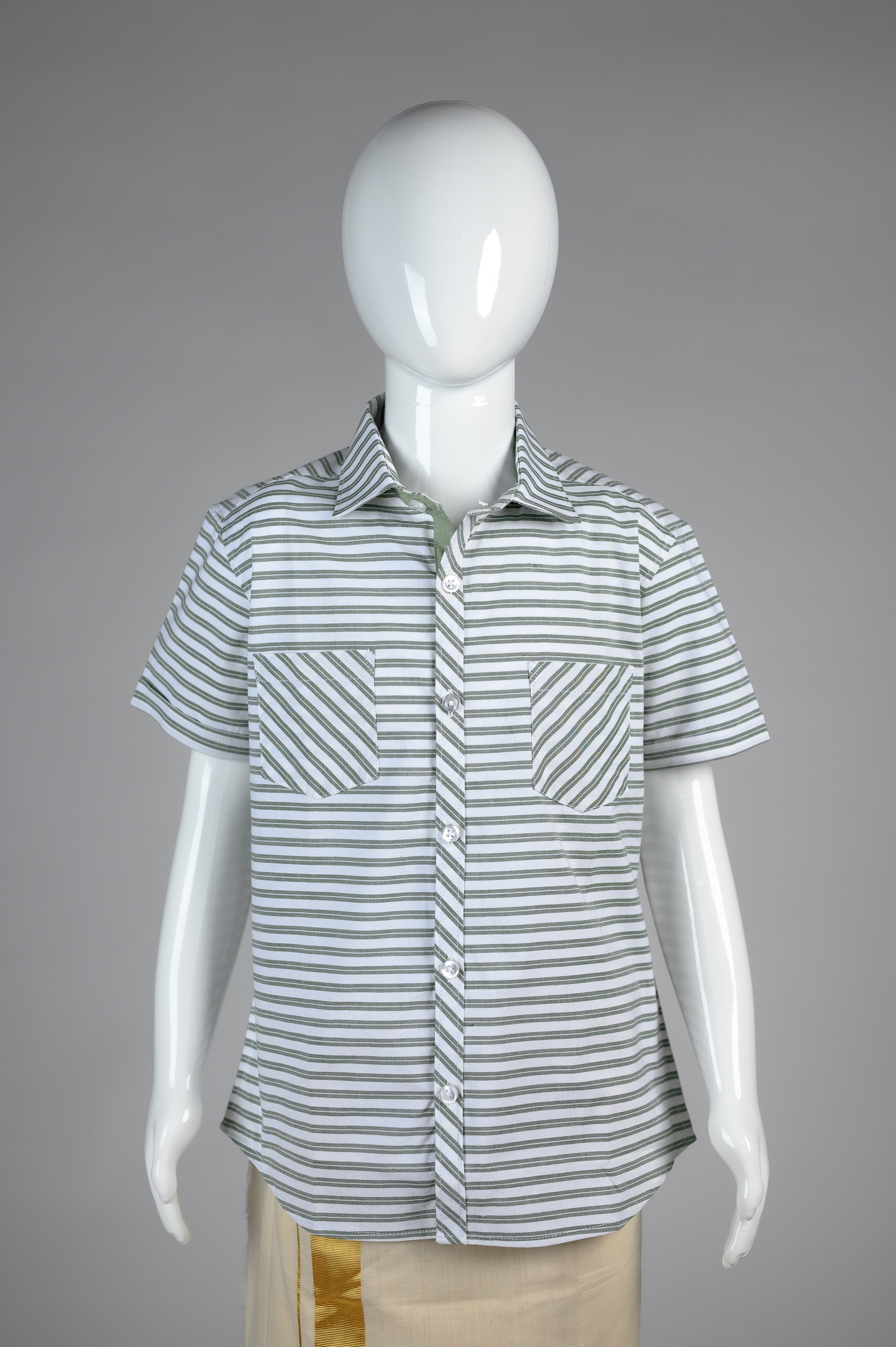 Junior Commando Boys Cotton Striped Half Sleeve Sh...